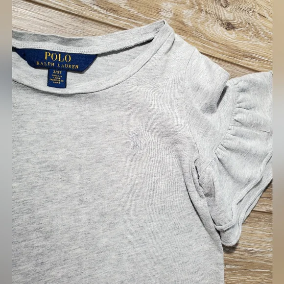 Polo by Ralph Lauren Kids Heathered Gray Ruffle Sleeve Top Size 3T - Picture 7 of 7